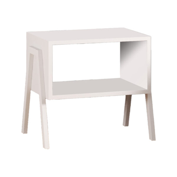 Taffa bedside table with white metal legs in white shade 49x35x49cm
