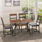 Laluka table with black metal legs in walnut shade 120x70x74cm - Слика 2