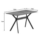 Laluka table with black metal legs in walnut shade 120x70x74cm - Слика 6