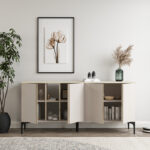 Vetine sideboard in gray-beige color and marble-look surface 180x45x80cm - Слика 3