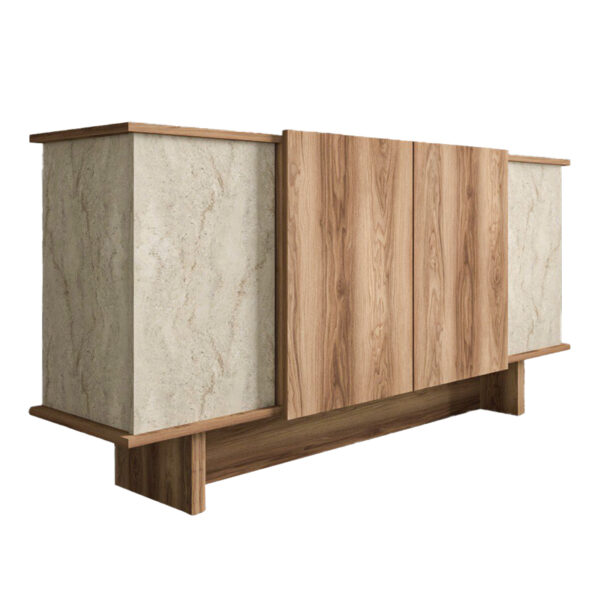 Aramos sideboard in walnut shade with marblew effect 180x45x80cm