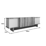 Aramos TV cabinet in walnut-cream shade 180x33x50cm - Image 5