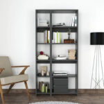 Alkathi bookcase in anthracite shade 77x22x160cm - Image 2
