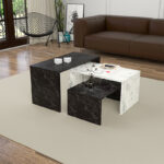 Mabole coffee tables 3 pcs in marble effect 65x35x45cm - Слика 2
