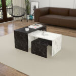 Mabole coffee tables 3 pcs in marble effect 65x35x45cm - Слика 3