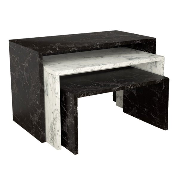 Маболе масички за кафе, 3 парчиња, во мермерен ефект, 65x35x45 см