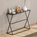 Console Loujie I in black metal with smoke glass 100x30x76cm - Слика 2