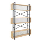 Fifer bookcase in oak-black shade 120x28x185cm