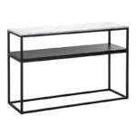 Castel I console in white marble look - black metal 120x35x80cm - Слика 3