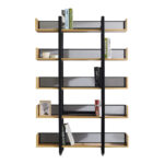 Musha bookcase metal black with oak shade 120x27x185cm - Image 2