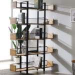 Musha bookcase metal black with oak shade 120x27x185cm