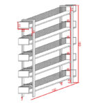 Musha bookcase metal black with oak shade 120x27x185cm - Image 3