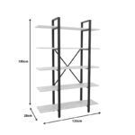 Esthon bookcase in white marble finish with gold metal 120x32x180cm - Image 5