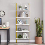 Harris Wall Shelf in white with gold metal frame 60x22x200cm - Слика 2