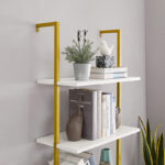 Harris Wall Shelf in white with gold metal frame 60x22x200cm - Слика 3