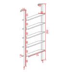 Harris Wall Shelf in white with gold metal frame 60x22x200cm - Слика 5