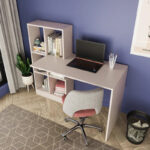 Work desk with bookcase Dustin in light gray 118x56x112cm - Image 2