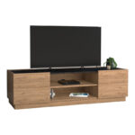 Betna TV cabinet in walnut color with black marble finish 150x42x48cm