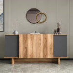 Aramos sideboard in anthracite - oak shade 180x45x80cm - Слика 2