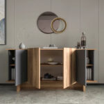 Aramos sideboard in anthracite - oak shade 180x45x80cm - Слика 3