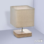 Table lamp Sand Ε14 wooden metal natural-shade in ecru color 15x15x21cm - Image 2