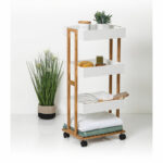 4-Tier trolley Irene wooden color natural-white 41x30x88cm - Image 2