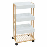 4-Tier trolley Irene wooden color natural-white 41x30x88cm