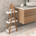 Floor shelf Nancy wooden in natural-white color 30x18x82cm - Image 2