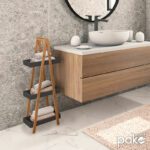 Floor shelf Nancy wooden in natural-black color 30x18,5x82cm - Image 2
