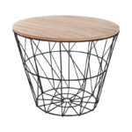 Side coffee table Jacot in oak-black color D38x30,5cm