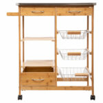 7-Tier trolley Esla bamboo natural-white 73,5x37x86cm - Image 2