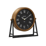 Часовник за на маса црно-златен метал-мдф 26.5x7x26.5 см