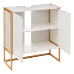 Bathroom cabinet-counter Derfen mdf in white-natural color 70x33x80cm - Image 2