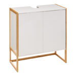 Bathroom cabinet-counter Derfen mdf in white-natural color 70x33x80cm