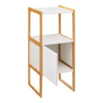 Low wall-mounted cabinet Derfen in white-natural color 33x33x80cm - Image 2