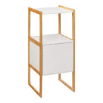 Low wall-mounted cabinet Derfen in white-natural color 33x33x80cm