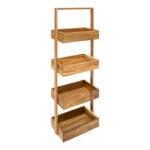 4-tier floor standing shelf Scarlen acacia wood in natural color 26.8x16x88cm