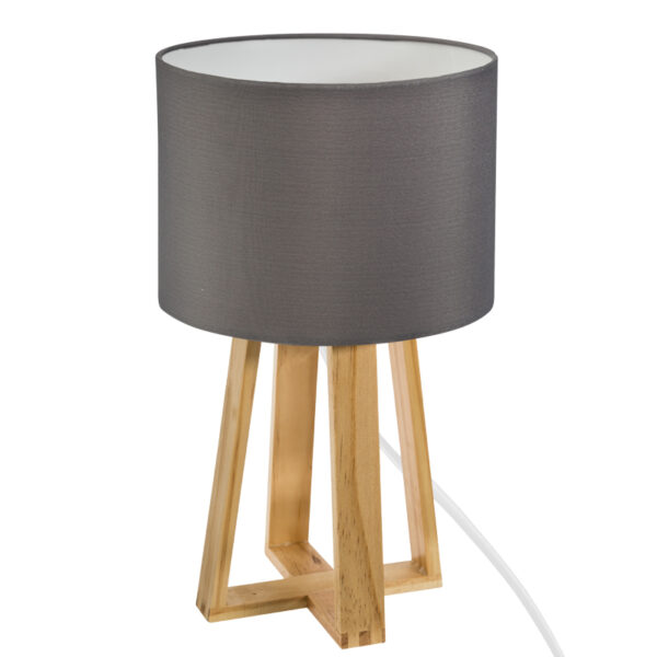 Table lamp Kressou pine wood in grey color D20x34.5cm