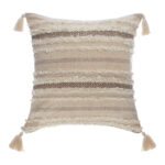 Deco cushion with fringes Polat in beige color 59x59cm