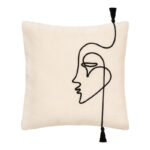 Deco cushion with fringes Cuten in ivory color 40x40cm