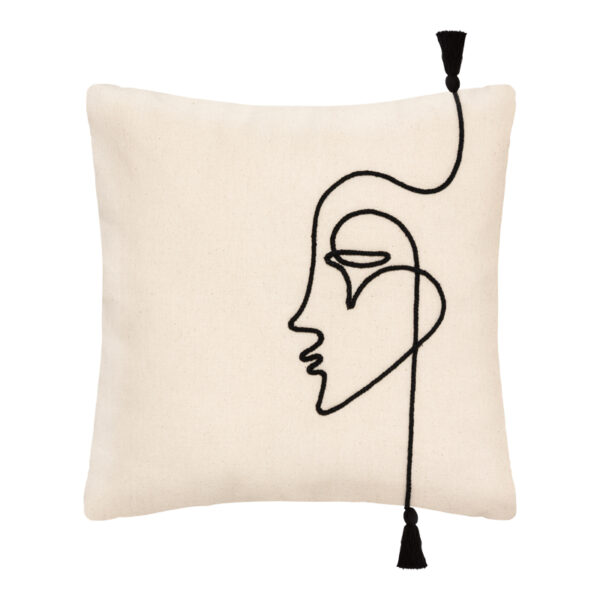 Deco cushion with fringes Cuten in ivory color 40x40cm