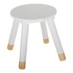 Kid's stool Kevou mdf-pine wood in white-natural color D24x25.7cm