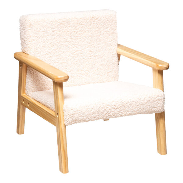 Children's armchair Basile teddy fabric in white color 43x43x46cm