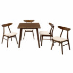 Dining set Benson - Orlean 5pcs 80x80x75cm in walnut - beige fabric - Image 2