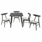 Dining set Benson - Orlean 5pcs 80x80x75cm in rustic grey - grey fabric - Слика 2