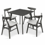 Dining set Benson - Orlean 5pcs 80x80x75cm in rustic grey - grey fabric