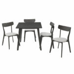 Dining set Benson - Toto 5pcs 80x80x75cm in rustic grey - grey fabric - Слика 2