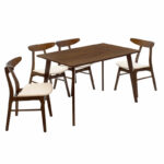 Dining set Benson - Orlean 5pcs 120x80x75cm in walnut - beige fabric - Image 3
