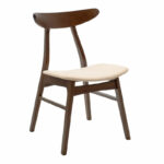 Dining set Benson - Orlean 5pcs 120x80x75cm in walnut - beige fabric - Image 6