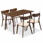 Трпезариски сет Бенсон - Тото 5 парчиња 120x75x75см во оревово-беж материјал